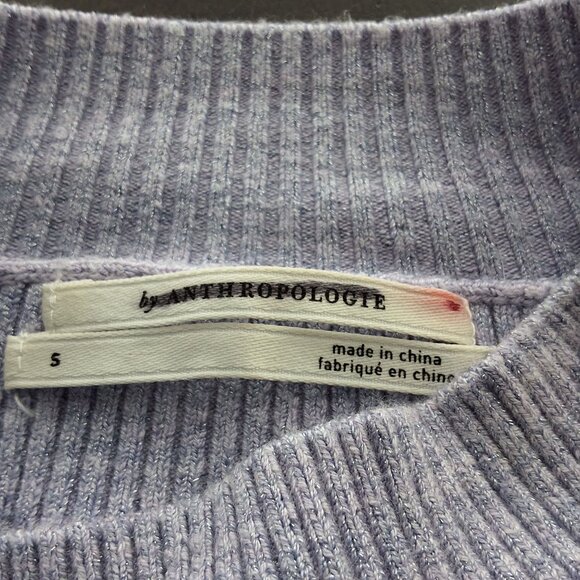 Anthropologie Lavender Sparkle Mock-Neck Open-Back Lace-Up Sweater S Soft Girl - Picture 5 of 9